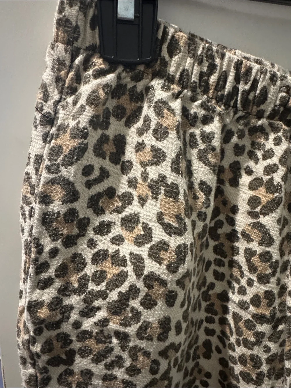 Leopard Print Elastic Waist Midi Skirt - Cream and Brown